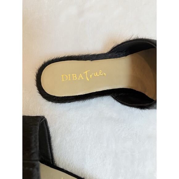 Diba True Women’s Sz 7 Black High Up Calf Hair Slip-on Mule Flats Dress Shoe - Picture 4 of 10